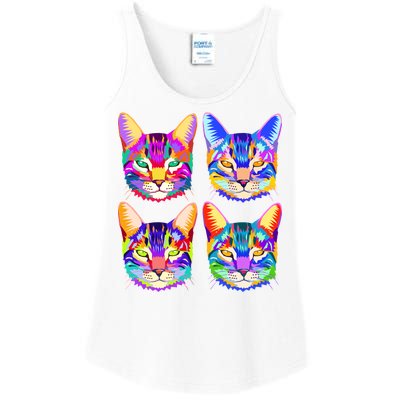 4X Cats - Colorful Portrait Ladies Essential Tank