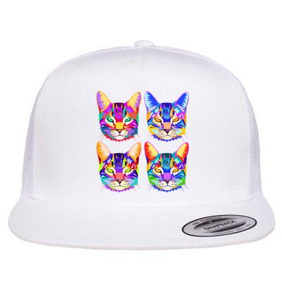 4X Cats - Colorful Portrait Flatbill Hat