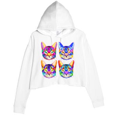 4X Cats - Colorful Portrait Crop Fleece Hoodie