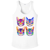 4X Cats - Colorful Portrait Ladies PosiCharge Competitor Racerback Tank