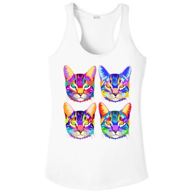 4X Cats - Colorful Portrait Ladies PosiCharge Competitor Racerback Tank