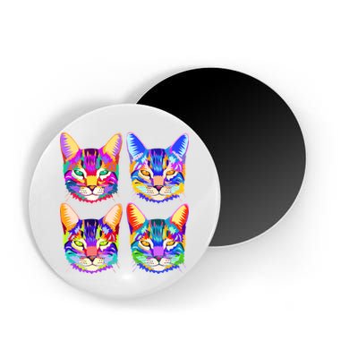 4X Cats - Colorful Portrait Magnet