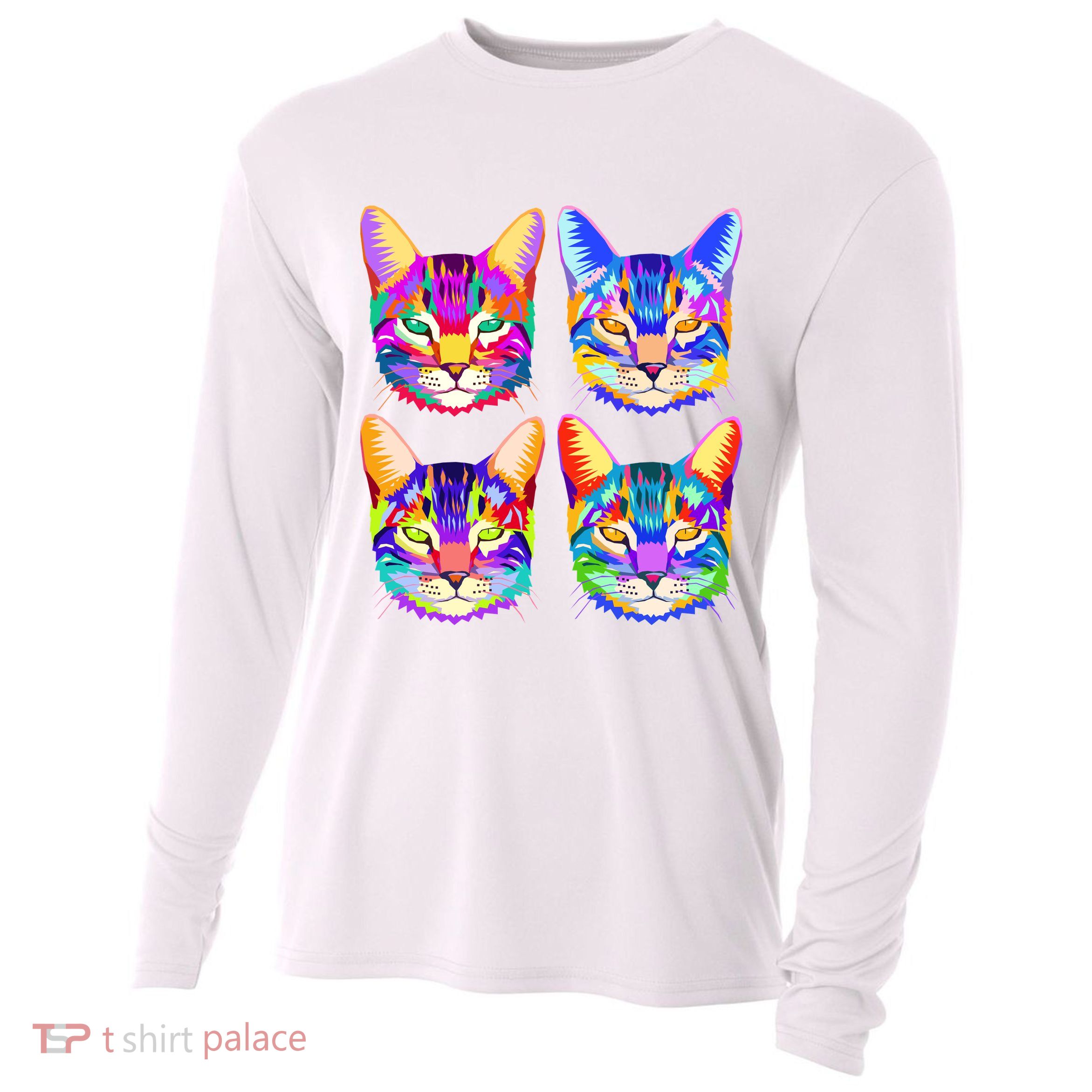 4X Cats - Colorful Portrait Cooling Performance Long Sleeve Crew