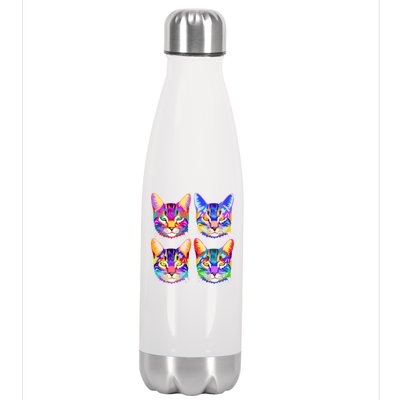 4X Cats - Colorful Portrait Stainless Steel Insulated Water Bottle