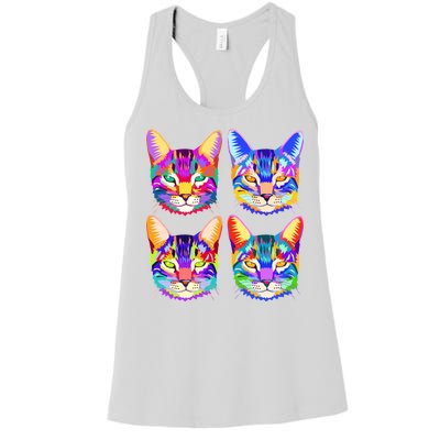 4X Cats - Colorful Portrait Women's Racerback Tank