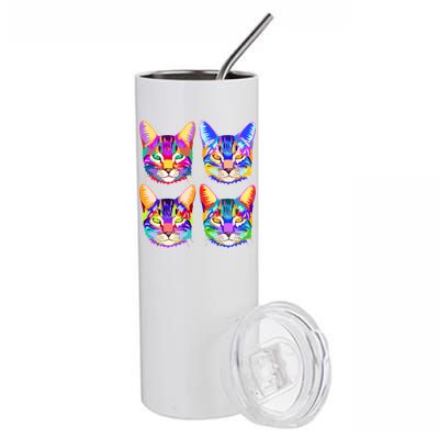 4X Cats - Colorful Portrait Stainless Steel Tumbler