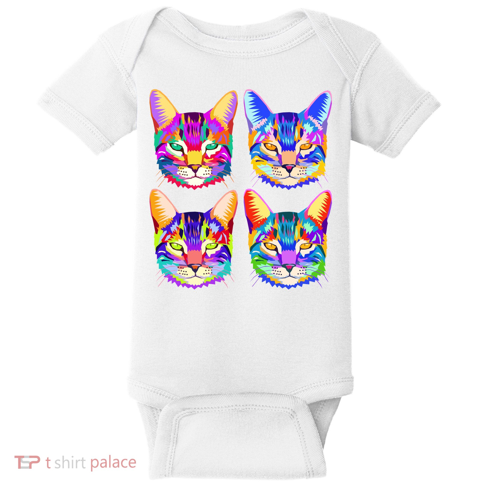 4X Cats - Colorful Portrait Baby Bodysuit
