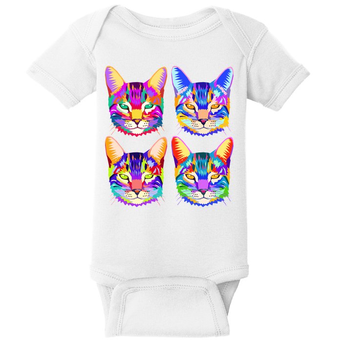 4X Cats - Colorful Portrait Baby Bodysuit