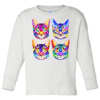 4X Cats - Colorful Portrait Toddler Long Sleeve Shirt