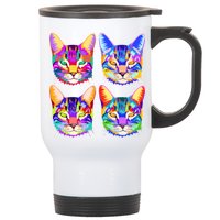 4X Cats - Colorful Portrait Stainless Steel Travel Mug