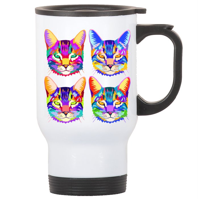 4X Cats - Colorful Portrait Stainless Steel Travel Mug