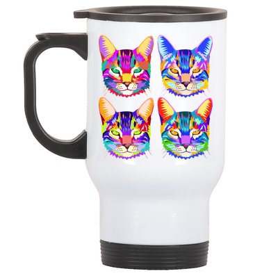 4X Cats - Colorful Portrait Stainless Steel Travel Mug