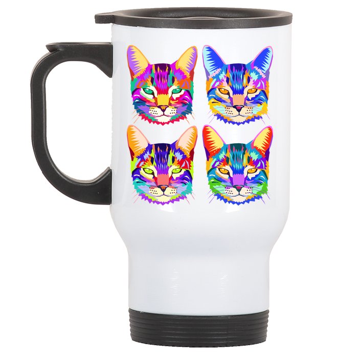 4X Cats - Colorful Portrait Stainless Steel Travel Mug