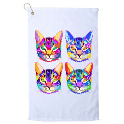 4X Cats - Colorful Portrait Platinum Collection Golf Towel