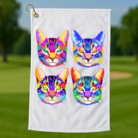 4X Cats - Colorful Portrait Golf Towel