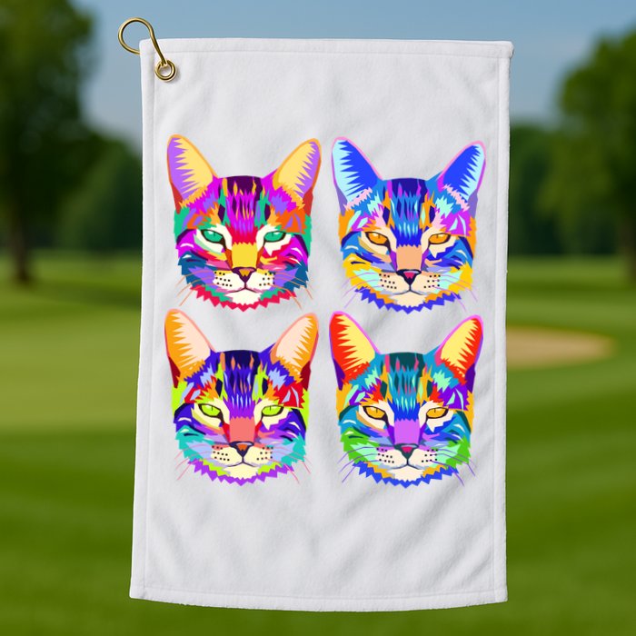 4X Cats - Colorful Portrait Golf Towel