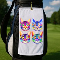 4X Cats - Colorful Portrait Golf Towel