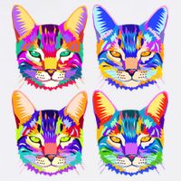 4X Cats - Colorful Portrait Golf Towel