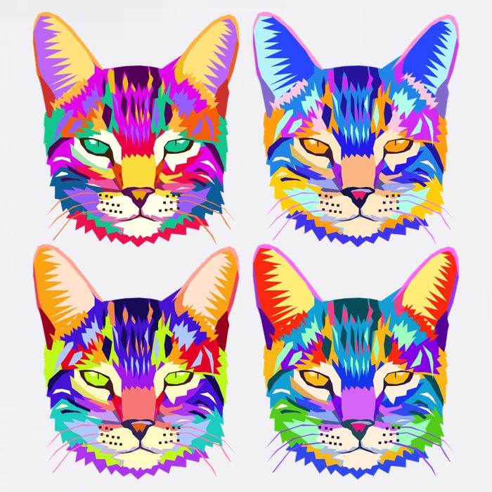 4X Cats - Colorful Portrait Golf Towel