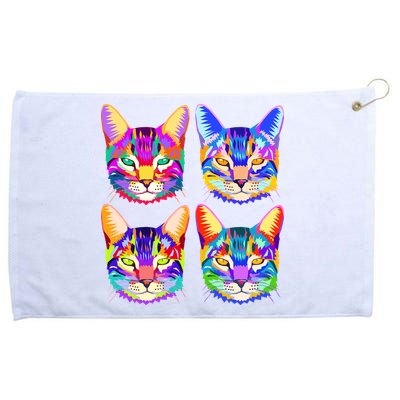 4X Cats - Colorful Portrait Grommeted Golf Towel