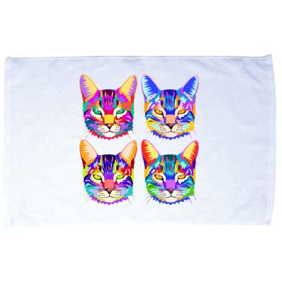 4X Cats - Colorful Portrait Microfiber Hand Towel