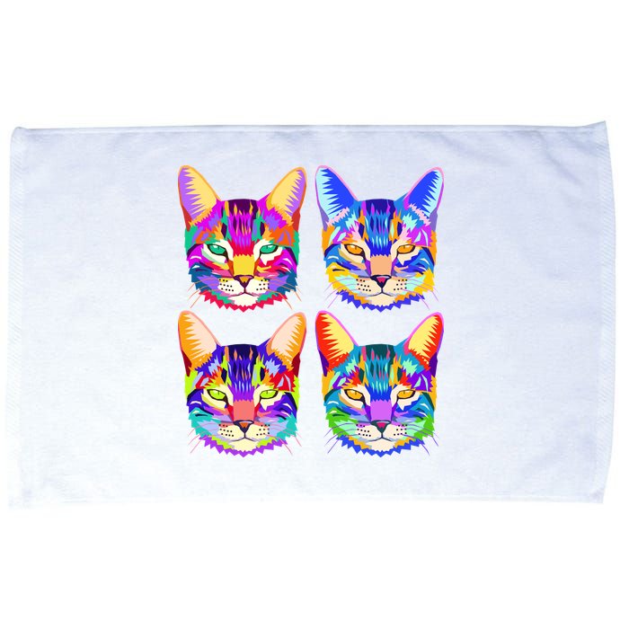 4X Cats - Colorful Portrait Microfiber Hand Towel