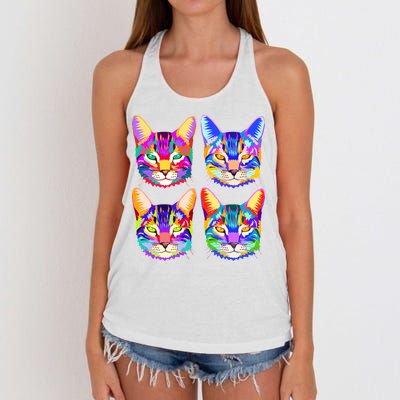 4X Cats - Colorful Portrait Women's Knotted Racerback Tank