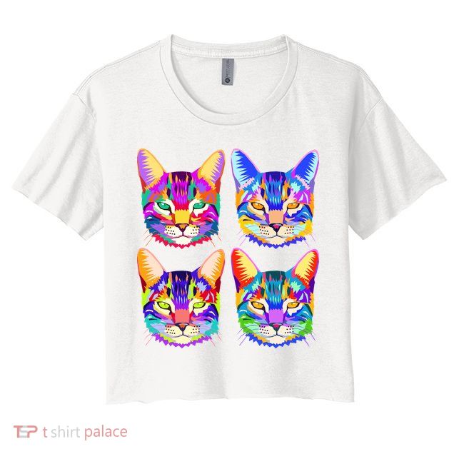4X Cats - Colorful Portrait Crop Top