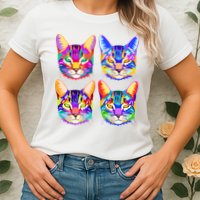 4X Cats - Colorful Portrait Womens T-Shirt