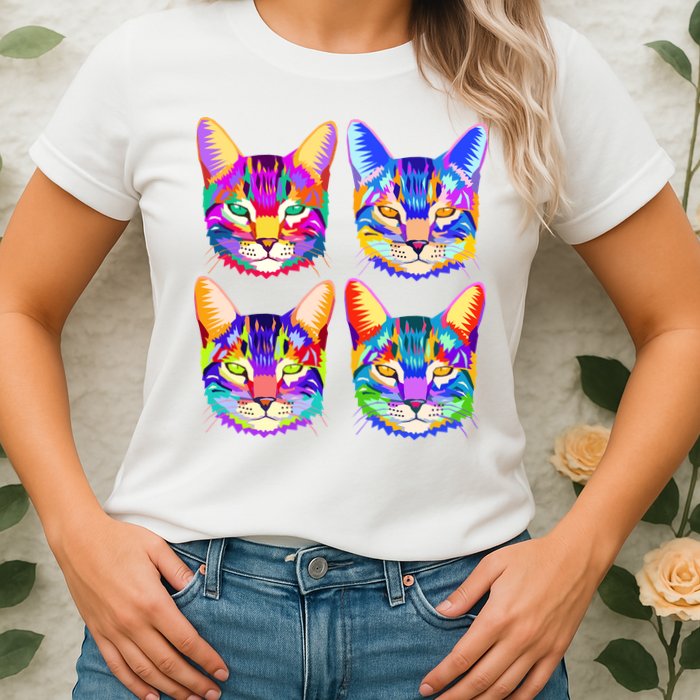 4X Cats - Colorful Portrait Womens T-Shirt