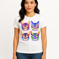 4X Cats - Colorful Portrait Womens T-Shirt