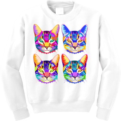 4X Cats - Colorful Portrait Kids Sweatshirt