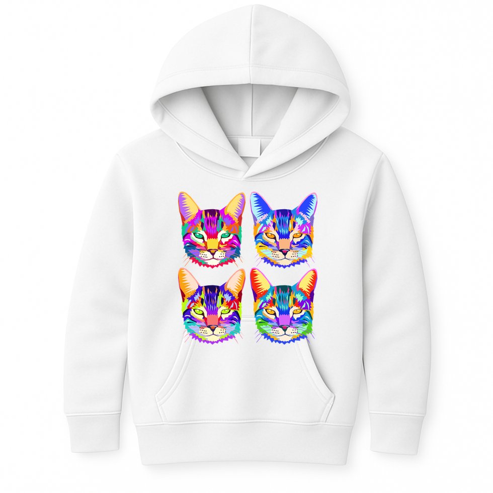 4X Cats - Colorful Portrait Kids Hoodie