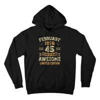 45 Years Awesome Vintage February 1978 45Th Birthday Hoodie