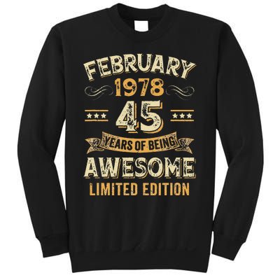 45 Years Awesome Vintage February 1978 45Th Birthday Sweatshirt