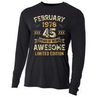 45 Years Awesome Vintage February 1978 45Th Birthday Cooling Performance Long Sleeve Crew