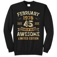 45 Years Awesome Vintage February 1978 45Th Birthday Tall Sweatshirt