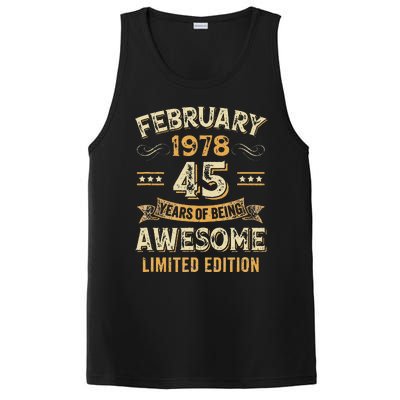 45 Years Awesome Vintage February 1978 45Th Birthday PosiCharge Competitor Tank