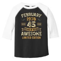 45 Years Awesome Vintage February 1978 45Th Birthday Toddler Fine Jersey T-Shirt