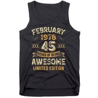 45 Years Awesome Vintage February 1978 45Th Birthday Tank Top