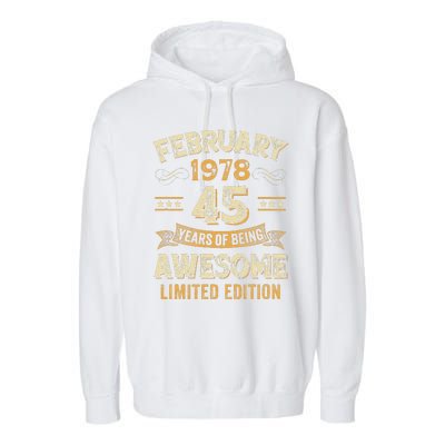 45 Years Awesome Vintage February 1978 45Th Birthday Garment-Dyed Fleece Hoodie