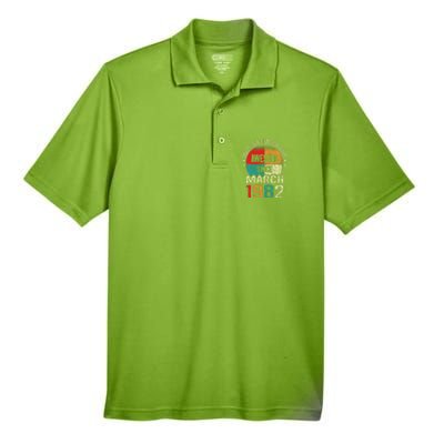 41 Year Awesome Since March 1982 Vintage 41st Birthday Gifts Men's Origin Performance Pique Polo