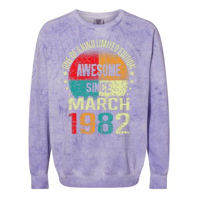 41 Year Awesome Since March 1982 Vintage 41st Birthday Gifts Colorblast Crewneck Sweatshirt