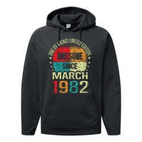 41 Year Awesome Since March 1982 Vintage 41st Birthday Gifts Performance Fleece Hoodie