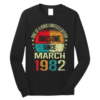 41 Year Awesome Since March 1982 Vintage 41st Birthday Gifts Long Sleeve Shirt