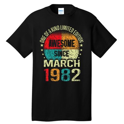 41 Year Awesome Since March 1982 Vintage 41st Birthday Gifts Tall T-Shirt