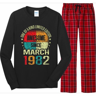 41 Year Awesome Since March 1982 Vintage 41st Birthday Gifts Long Sleeve Pajama Set