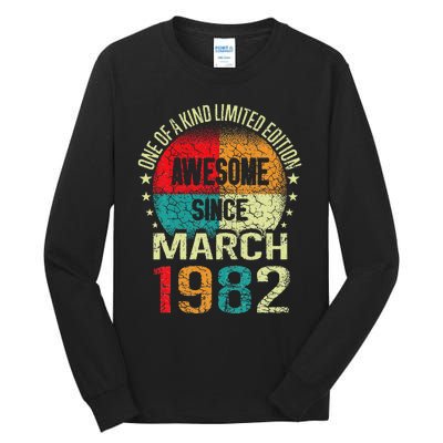 41 Year Awesome Since March 1982 Vintage 41st Birthday Gifts Tall Long Sleeve T-Shirt