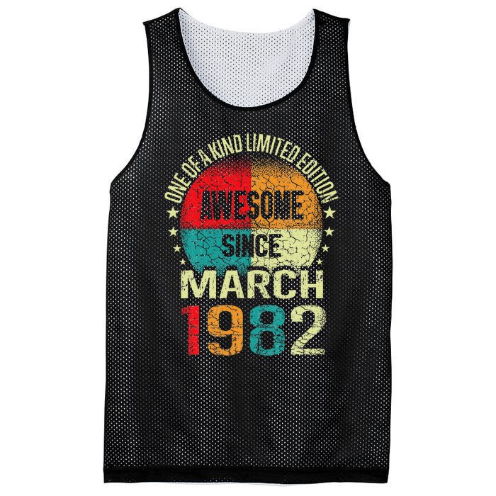 41 Year Awesome Since March 1982 Vintage 41st Birthday Gifts Mesh Reversible Basketball Jersey Tank