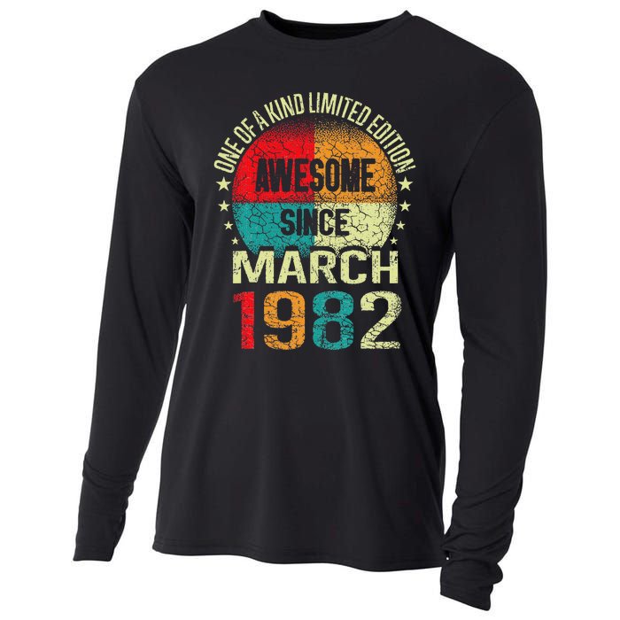 41 Year Awesome Since March 1982 Vintage 41st Birthday Gifts Cooling Performance Long Sleeve Crew